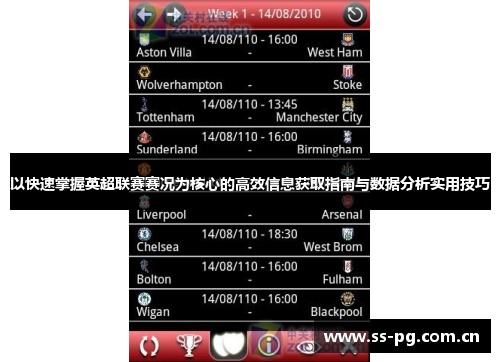 以快速掌握英超联赛赛况为核心的高效信息获取指南与数据分析实用技巧